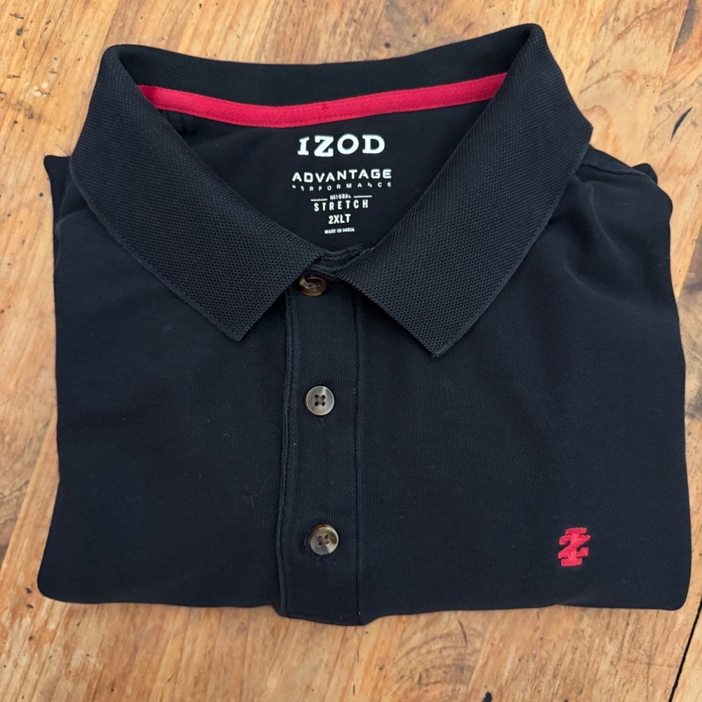 IZOD Advantage Performance Polo | Black w/ Red Logo | 2XLT Stretch Golf Classic